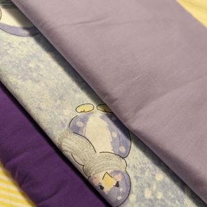 Fabric Lot, Purple, Penguin, for Sewing, Quilting, Craft Supplies
